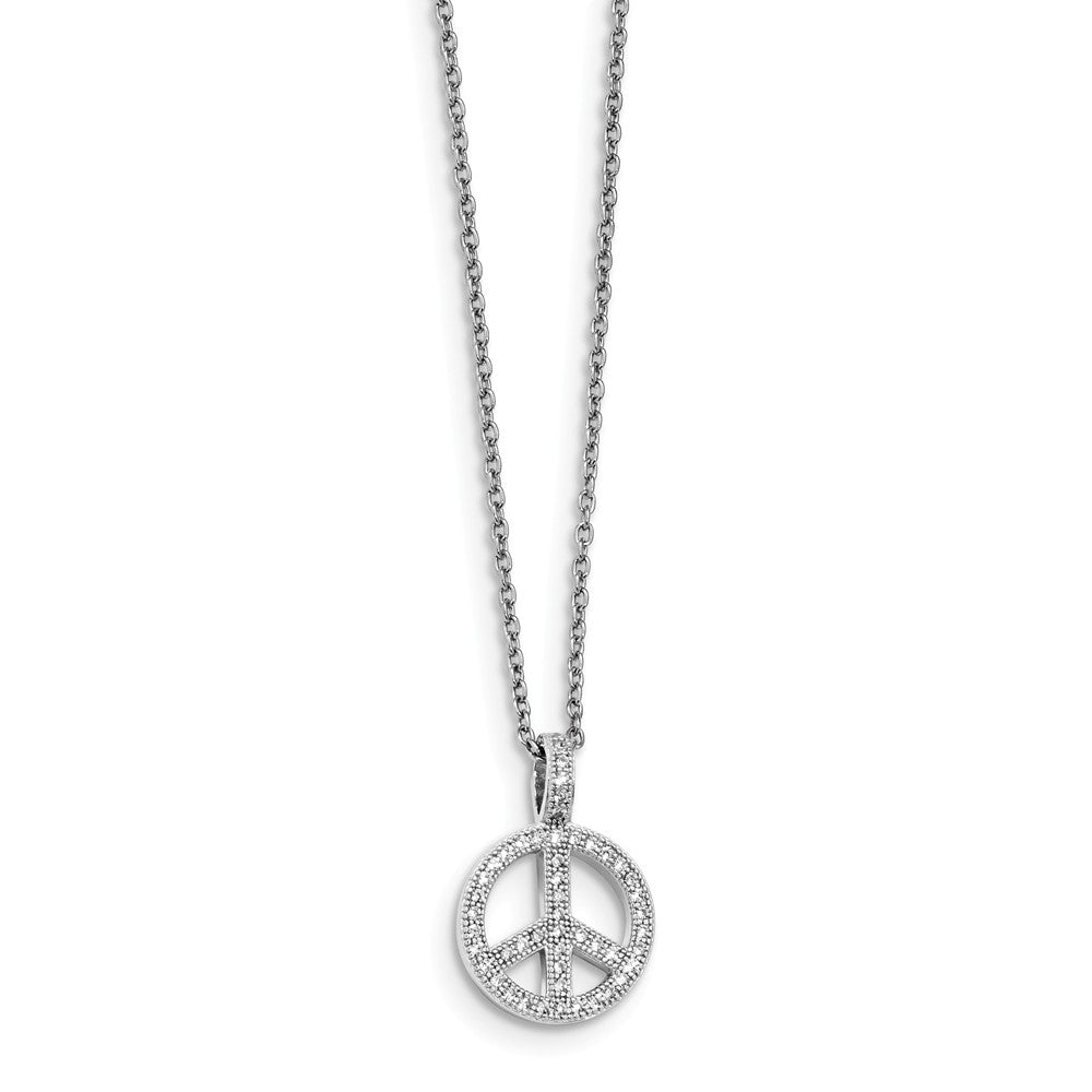 Sterling Silver & CZ Brilliant Embers Polished Peace Necklace