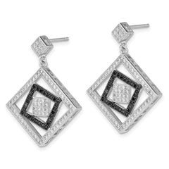 Sterling Silver CZ Dangle Earrings with Multi-Color Sparkle