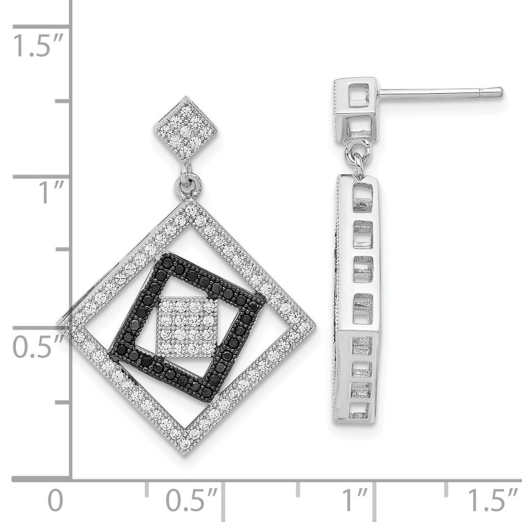Sterling Silver CZ Dangle Earrings with Multi-Color Sparkle
