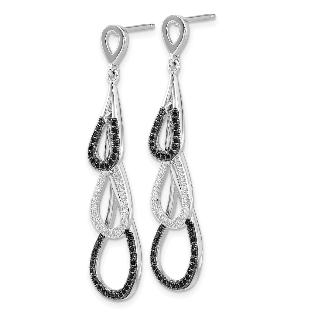 Sterling Silver 925 Teardrop Dangle Earrings with Multicolor CZ