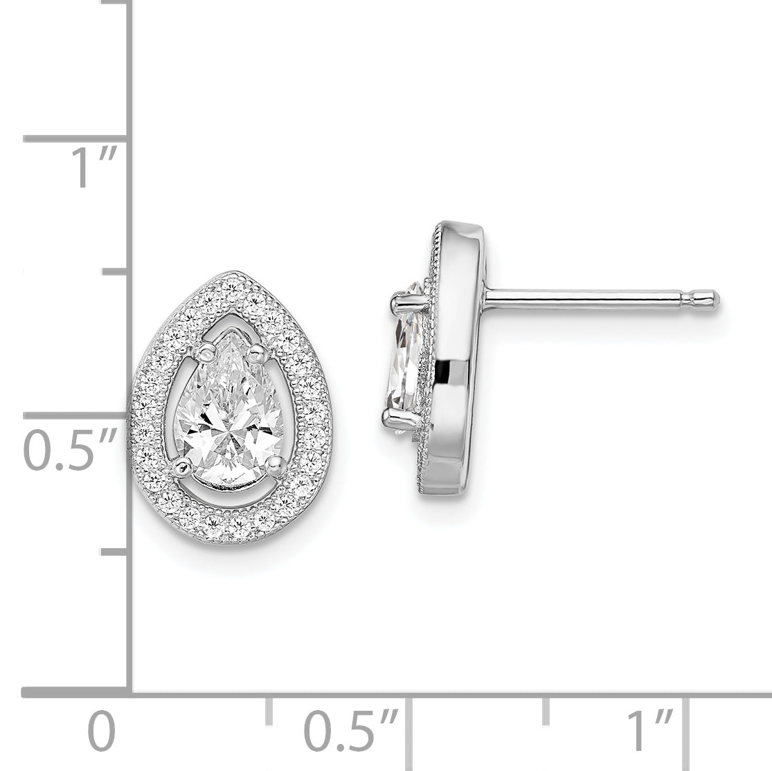 Sophia Jewelers Sterling Silver CZ Teardrop Halo Earrings