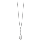 Brilliant Embers Sterling Silver Rhodium-plated 46 Stone 18 inch with 2 inch extender Spring Ring Clasp Micro PavÃƒÆ’Ã†â€™Ãƒâ€šÃ‚Â¢ÃƒÆ’Ã‚Â¢Ãƒâ€šÃ¢â‚¬Å¡Ãƒâ€šÃ‚Â¬ÃƒÆ’Ã¢â‚¬Â¦Ãƒâ€šÃ‚Â¡ CZ Teardrop Necklace with 2 Inch Extender