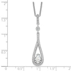 Brilliant Embers Sterling Silver Rhodium-plated 46 Stone 18 inch with 2 inch extender Spring Ring Clasp Micro PavÃƒÆ’Ã†â€™Ãƒâ€šÃ‚Â¢ÃƒÆ’Ã‚Â¢Ãƒâ€šÃ¢â‚¬Å¡Ãƒâ€šÃ‚Â¬ÃƒÆ’Ã¢â‚¬Â¦Ãƒâ€šÃ‚Â¡ CZ Teardrop Necklace with 2 Inch Extender