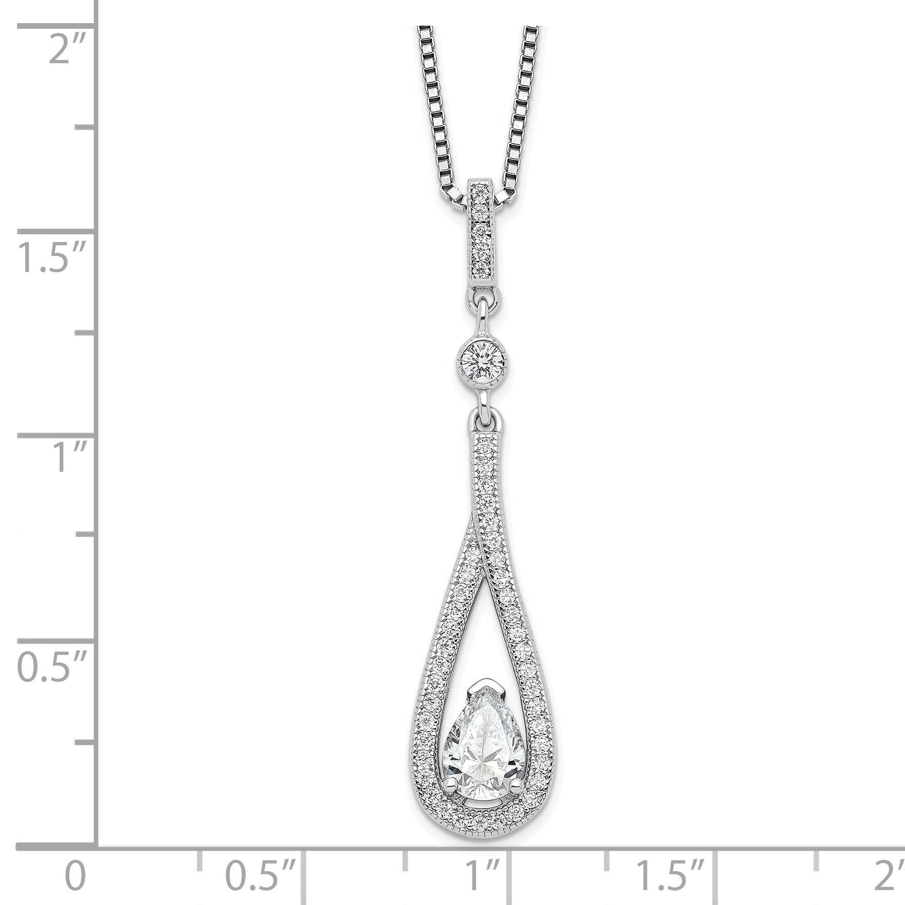 Brilliant Embers Sterling Silver Rhodium-plated 46 Stone 18 inch with 2 inch extender Spring Ring Clasp Micro PavÃƒÆ’Ã†â€™Ãƒâ€šÃ‚Â¢ÃƒÆ’Ã‚Â¢Ãƒâ€šÃ¢â‚¬Å¡Ãƒâ€šÃ‚Â¬ÃƒÆ’Ã¢â‚¬Â¦Ãƒâ€šÃ‚Â¡ CZ Teardrop Necklace with 2 Inch Extender