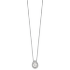 Brilliant Embers Sterling Silver Rhodium-plated 28 Stone 18 inch Halo Micro PavÃƒÆ’Ã†â€™Ãƒâ€šÃ‚Â¢ÃƒÆ’Ã‚Â¢Ãƒâ€šÃ¢â‚¬Å¡Ãƒâ€šÃ‚Â¬ÃƒÆ’Ã¢â‚¬Â¦Ãƒâ€šÃ‚Â¡ CZ Teardrop Necklace with 2 Inch Extender