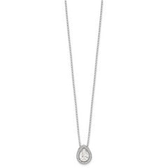 Brilliant Embers Sterling Silver Rhodium-plated 28 Stone 18 inch Halo Micro Pavâ€š CZ Teardrop Necklace with 2 Inch Extender