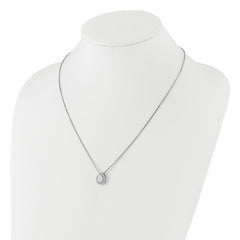 Brilliant Embers Sterling Silver Rhodium-plated 28 Stone 18 inch Halo Micro Pavâ€š CZ Teardrop Necklace with 2 Inch Extender