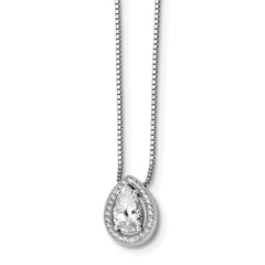 Sophia Jewelers Sterling Silver CZ Teardrop Necklace Elegant Design - 18
