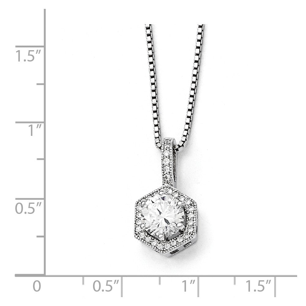 Sterling Silver & CZ Brilliant Embers Hexagon Necklace