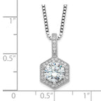 Brilliant Embers Sterling Silver Rhodium-plated 31 Stone 18 inch Micro PavÃƒÆ’Ã†â€™Ãƒâ€šÃ‚Â¢ÃƒÆ’Ã‚Â¢Ãƒâ€šÃ¢â‚¬Å¡Ãƒâ€šÃ‚Â¬ÃƒÆ’Ã¢â‚¬Â¦Ãƒâ€šÃ‚Â¡ CZ Hexagon Necklace with 2 Inch Extender