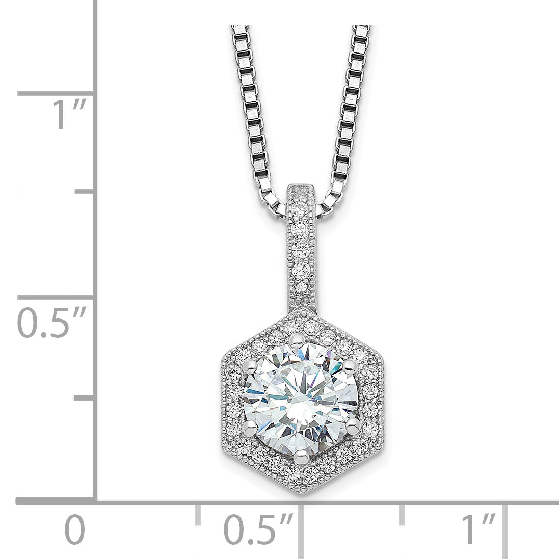 Brilliant Embers Sterling Silver Rhodium-plated 31 Stone 18 inch Micro PavÃƒÆ’Ã†â€™Ãƒâ€šÃ‚Â¢ÃƒÆ’Ã‚Â¢Ãƒâ€šÃ¢â‚¬Å¡Ãƒâ€šÃ‚Â¬ÃƒÆ’Ã¢â‚¬Â¦Ãƒâ€šÃ‚Â¡ CZ Hexagon Necklace with 2 Inch Extender