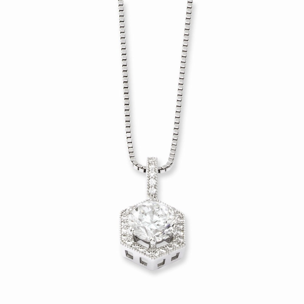Sterling Silver & CZ Brilliant Embers Hexagon Necklace