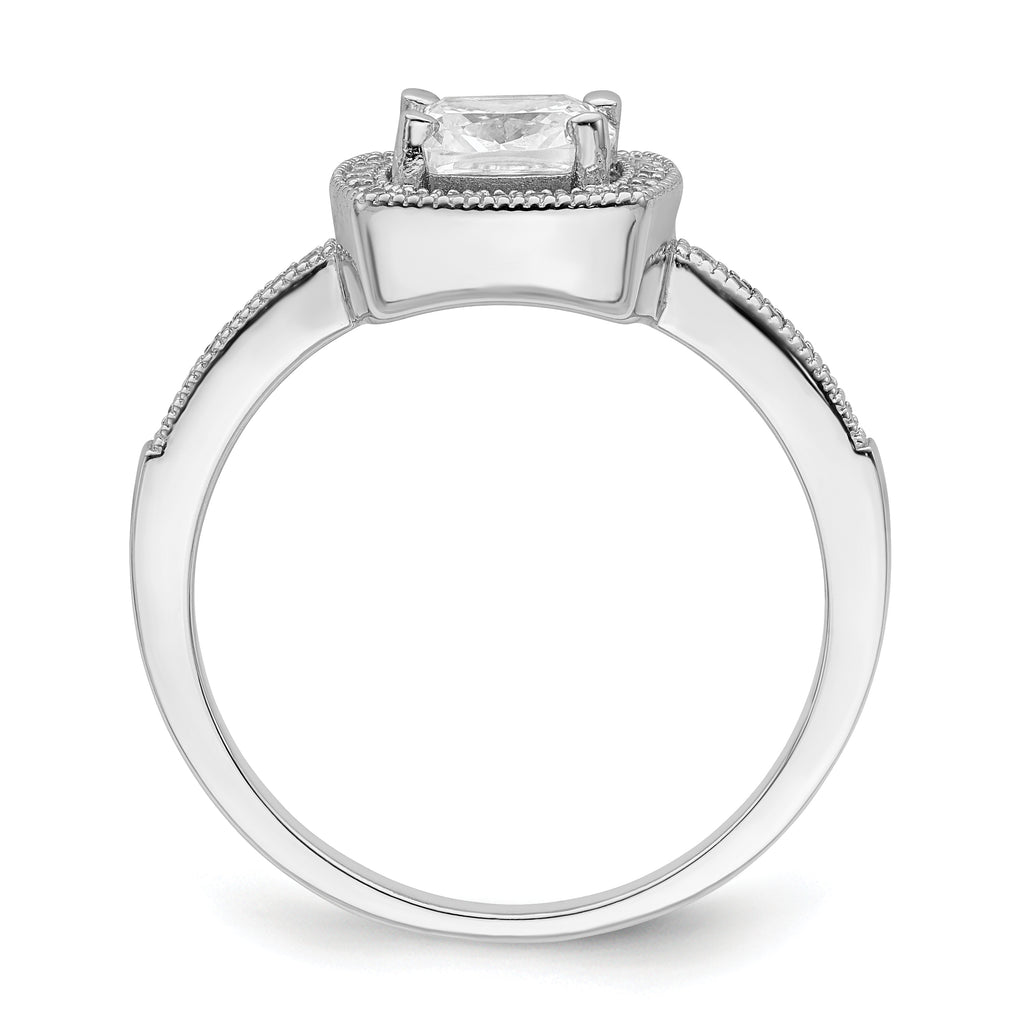 Brilliant Embers Sterling Silver Rhodium-plated 37 Stone Halo Micro PavÃƒÂ¢Ã‚â‚¬Ã‚Å¡ CZ Ring