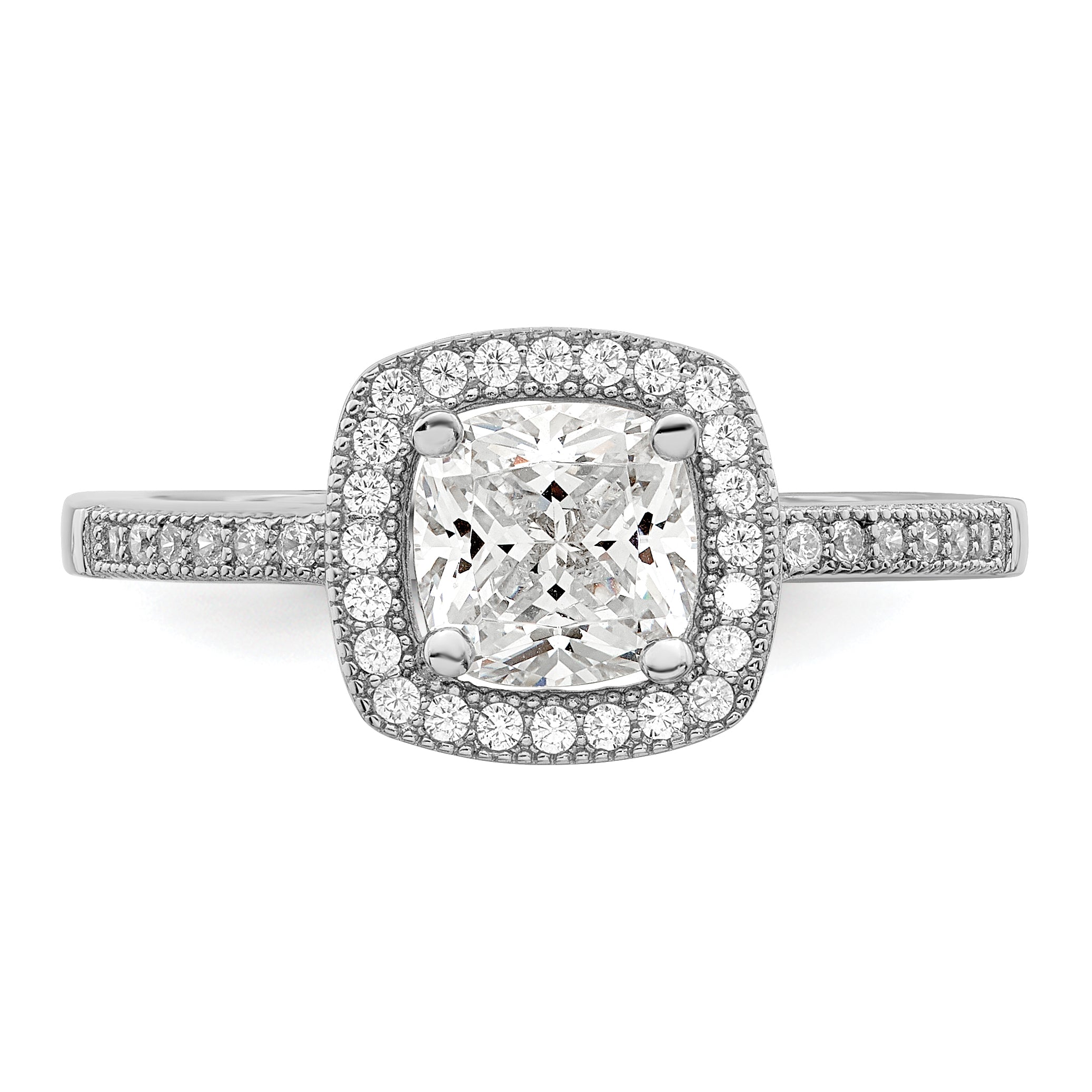 Brilliant Embers Sterling Silver Rhodium-plated 37 Stone Halo Micro PavÃƒÂ¢Ã‚â‚¬Ã‚Å¡ CZ Ring