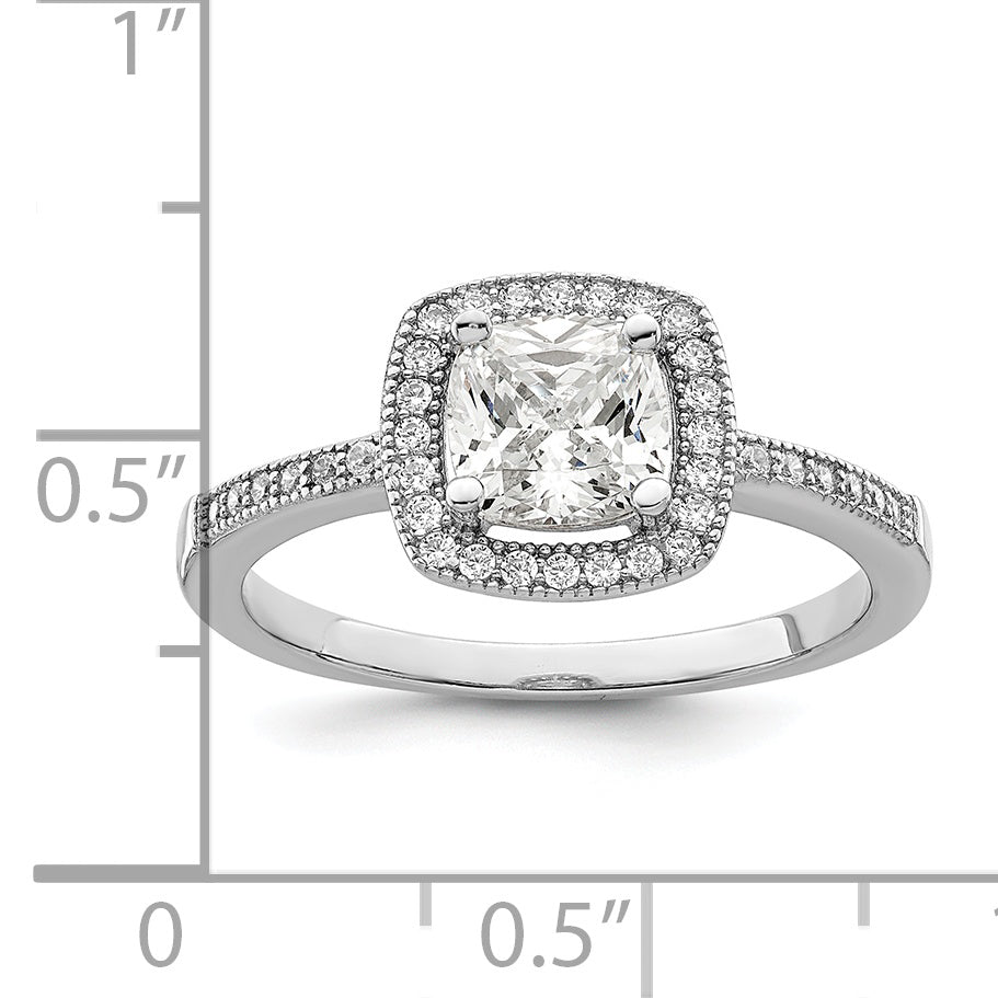 Brilliant Embers Sterling Silver Rhodium-plated 37 Stone Halo Micro PavÃƒÂ¢Ã‚â‚¬Ã‚Å¡ CZ Ring