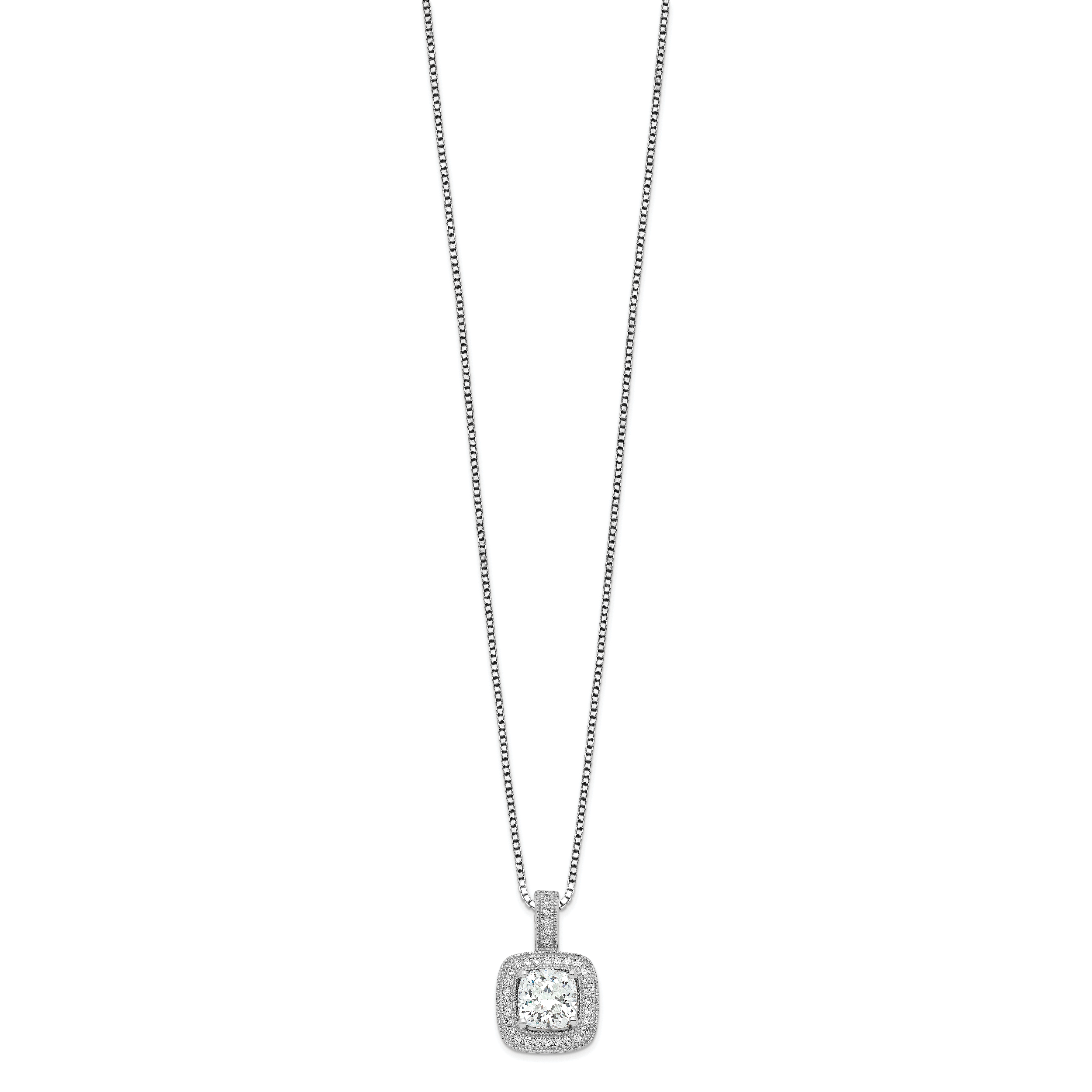 Brilliant Embers Sterling Silver Rhodium-plated 35 Stone 18 inch Halo Micro PavÃƒÆ’Ã†â€™Ãƒâ€šÃ‚Â¢ÃƒÆ’Ã‚Â¢Ãƒâ€šÃ¢â‚¬Å¡Ãƒâ€šÃ‚Â¬ÃƒÆ’Ã¢â‚¬Â¦Ãƒâ€šÃ‚Â¡ CZ Necklace with 2 Inch Extender