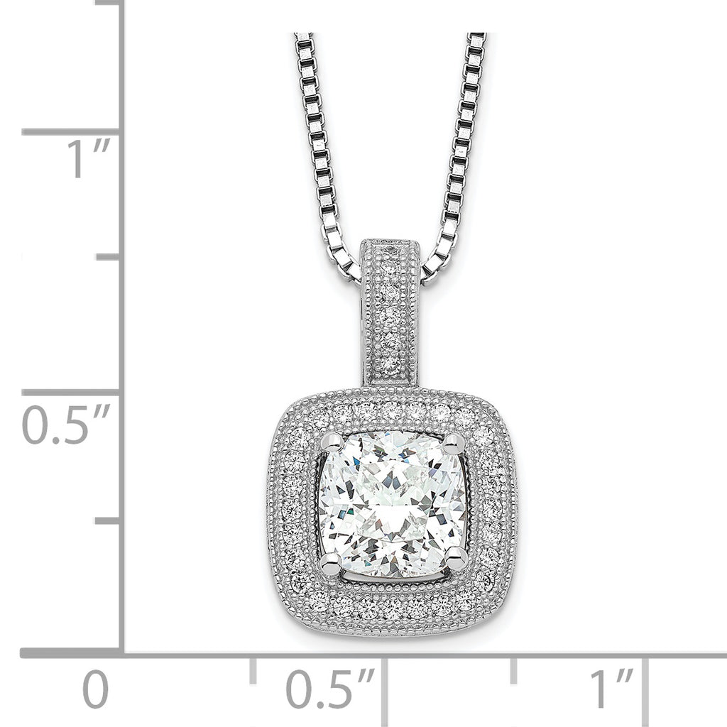 Brilliant Embers Sterling Silver Rhodium-plated 35 Stone 18 inch Halo Micro PavÃƒÆ’Ã†â€™Ãƒâ€šÃ‚Â¢ÃƒÆ’Ã‚Â¢Ãƒâ€šÃ¢â‚¬Å¡Ãƒâ€šÃ‚Â¬ÃƒÆ’Ã¢â‚¬Â¦Ãƒâ€šÃ‚Â¡ CZ Necklace with 2 Inch Extender