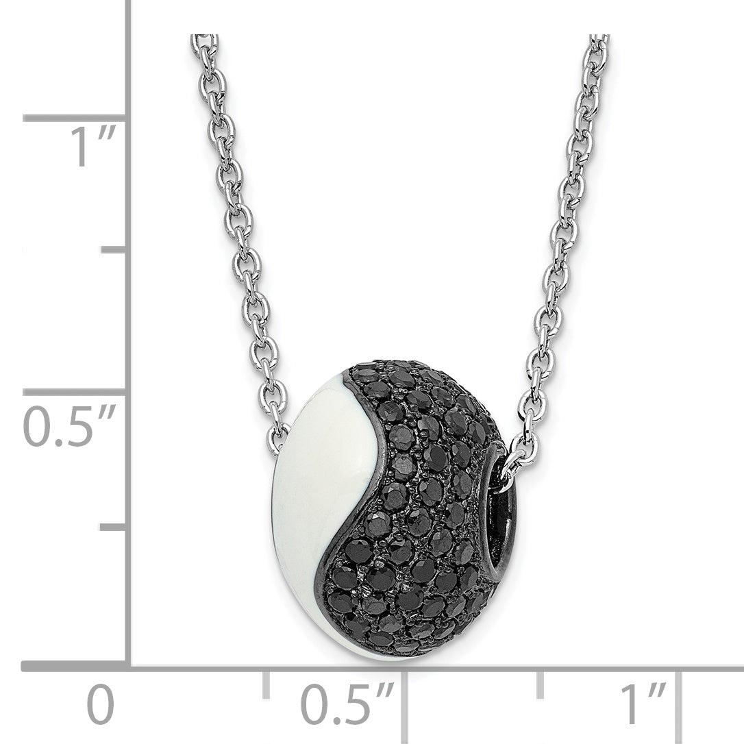 Sterling Silver CZ Enamel Fire Bead Necklace Elegant Women's Chain
