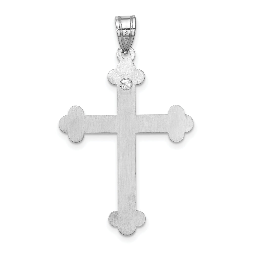 Sterling Silver Rh-plt Crystal Family Cross Pendant
