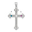 Sterling Silver Rh-plt Crystal Family Cross Pendant