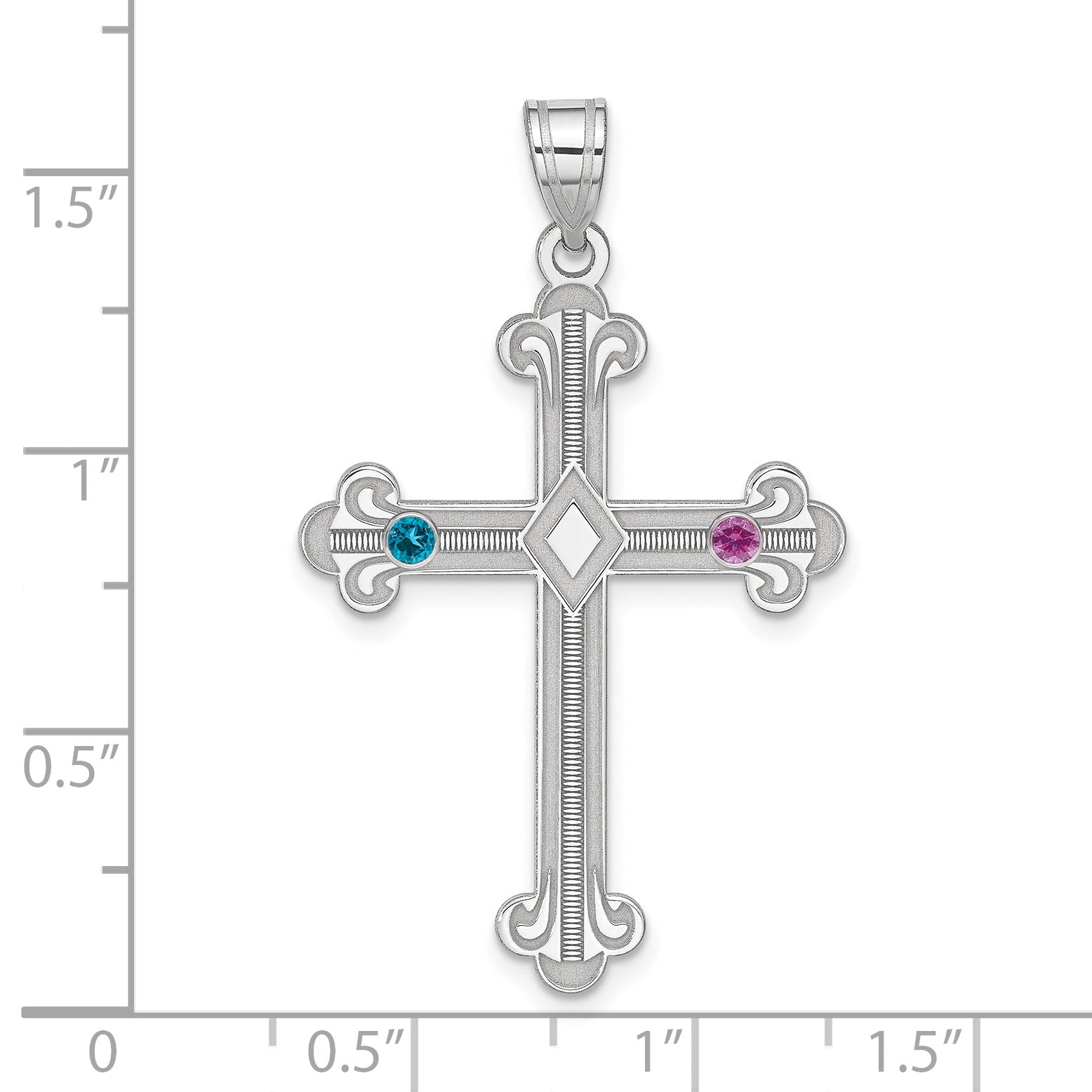 Sterling Silver Rh-plt Crystal Family Cross Pendant Secondary image