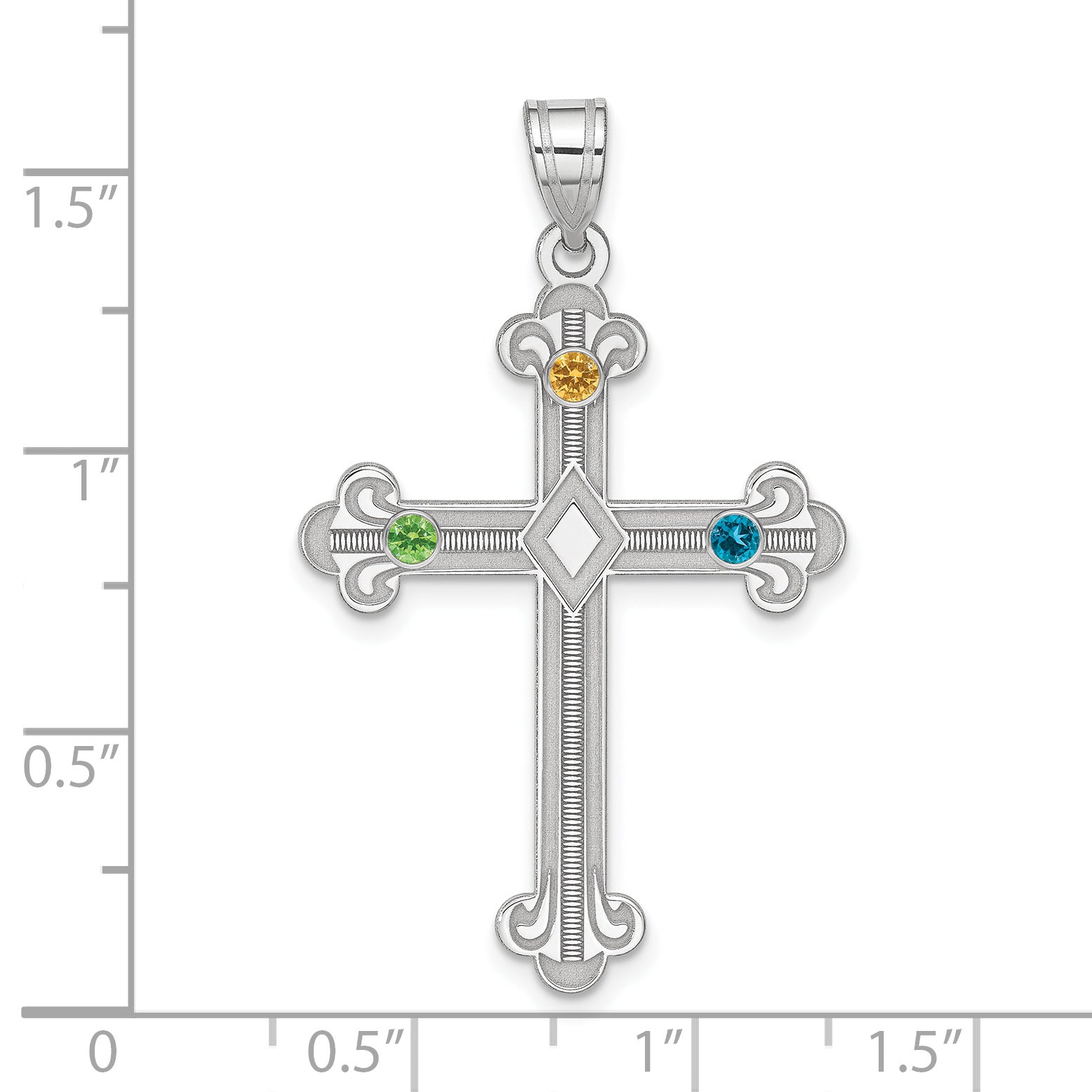 Sterling Silver Rh-plt Crystal Family Cross Pendant Secondary image