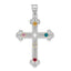 Sterling Silver Rh-plt/14k Bezel Crystal Family Cross Pendant