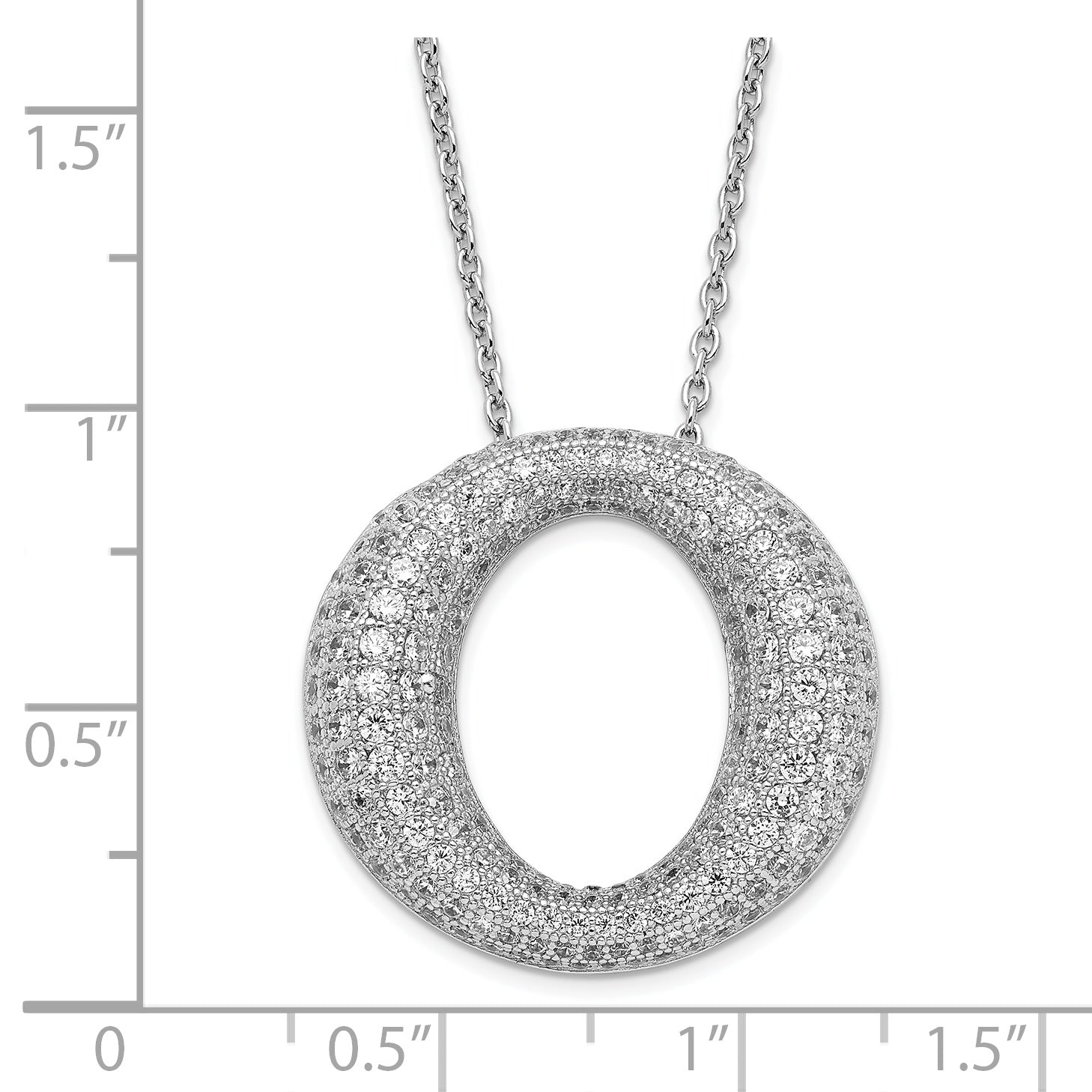 Sterling Silver 925 Women's CZ Circle Necklace with Polished Finish