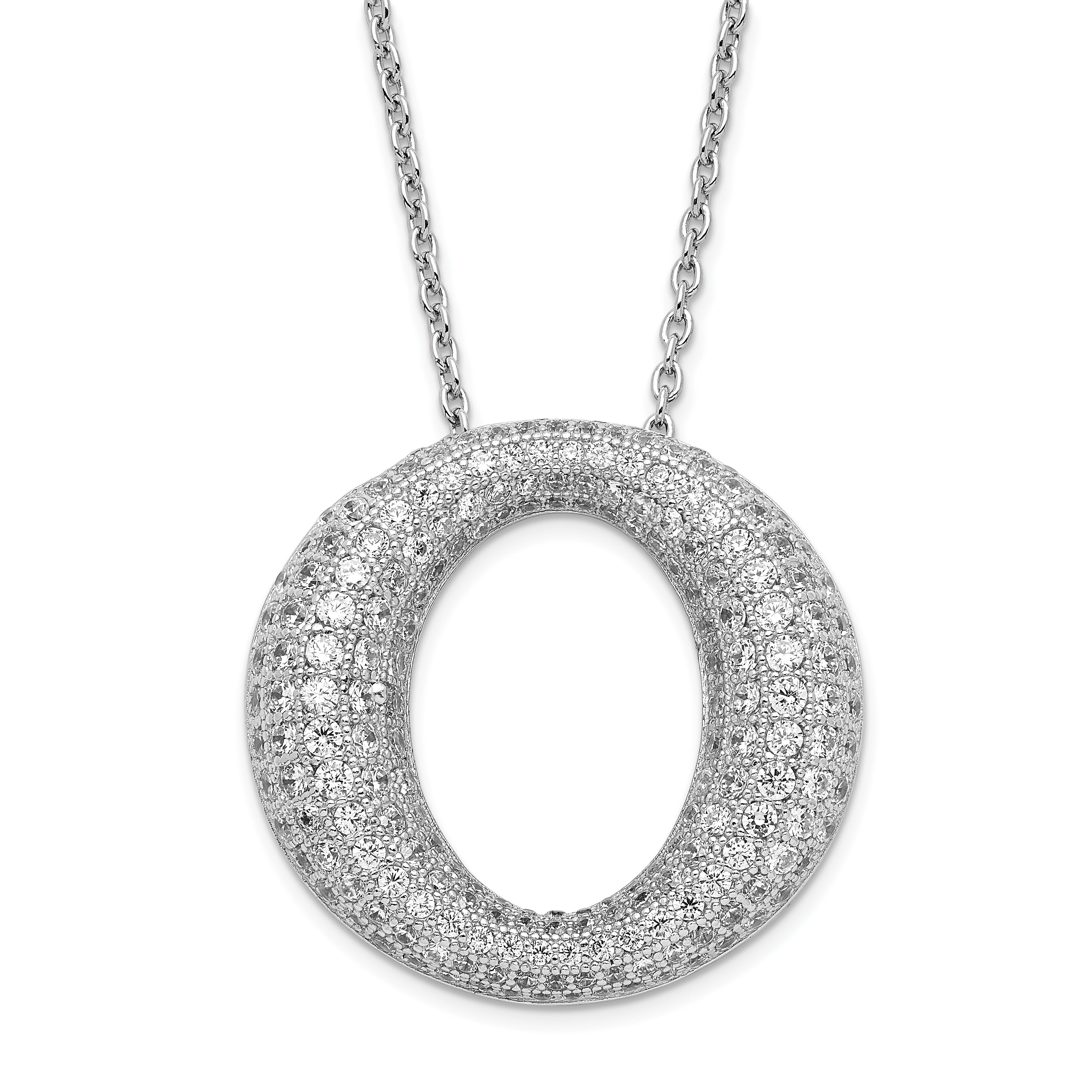 Sterling Silver & CZ Brilliant Embers Circle Necklace Main image
