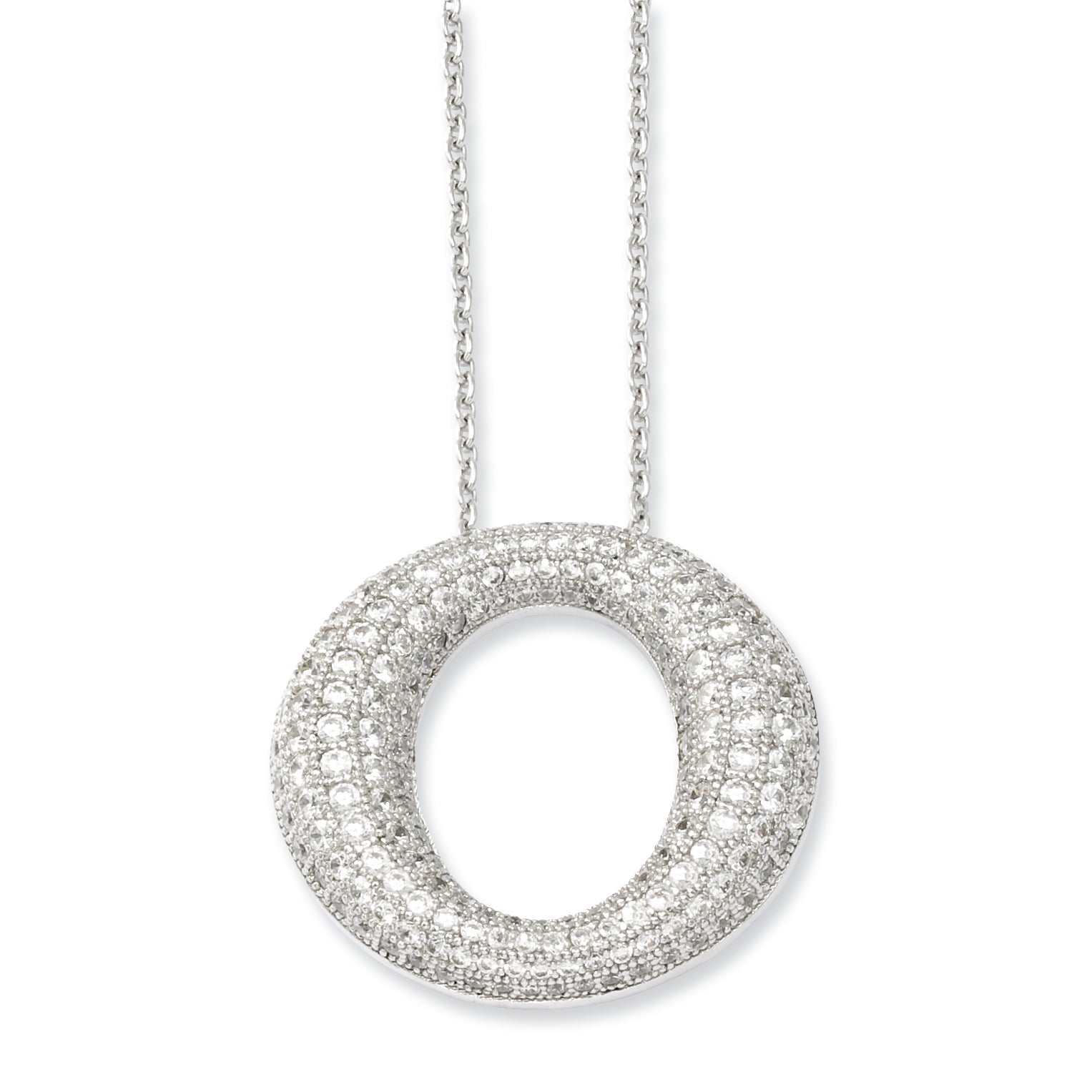 Sterling Silver 925 Women's CZ Circle Necklace with Polished Finish Secondary image