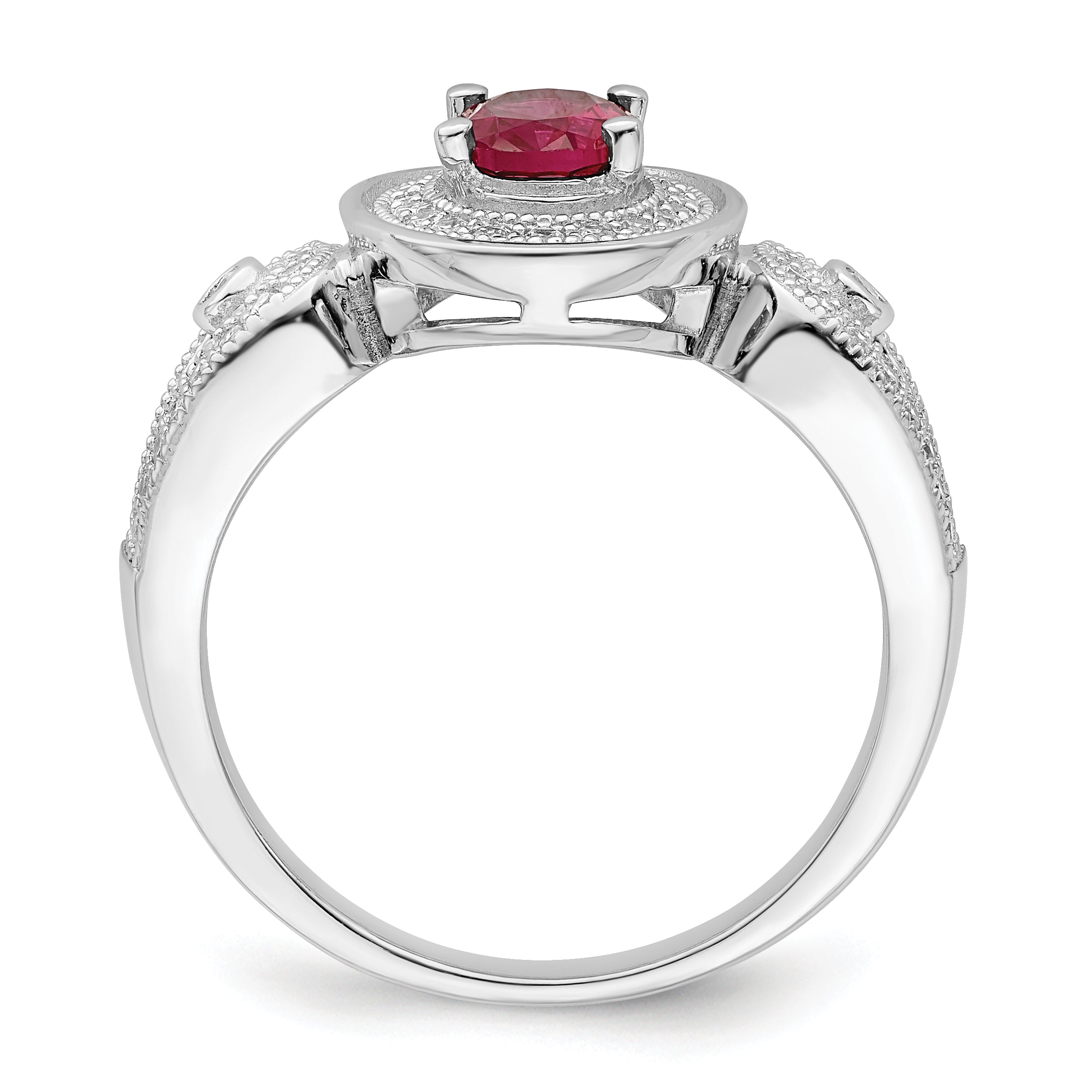 Brilliant Embers Sterling Silver Rhodium-plated 57 Stone Micro PavÃƒÂ¢Ã‚â‚¬Ã‚Å¡ White and Red CZ Ring Secondary image