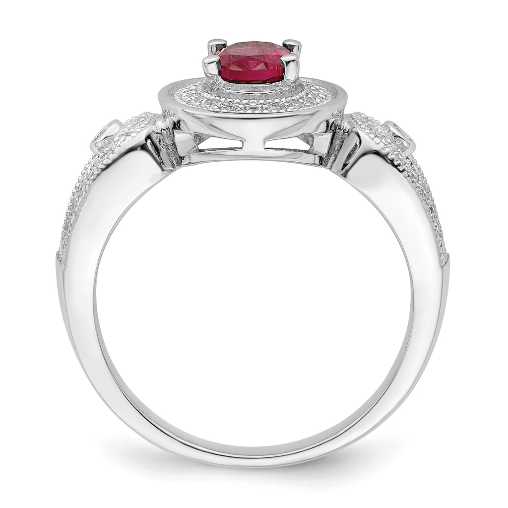 Brilliant Embers Sterling Silver Rhodium-plated 57 Stone Micro PavÃƒÂ¢Ã‚â‚¬Ã‚Å¡ White and Red CZ Ring