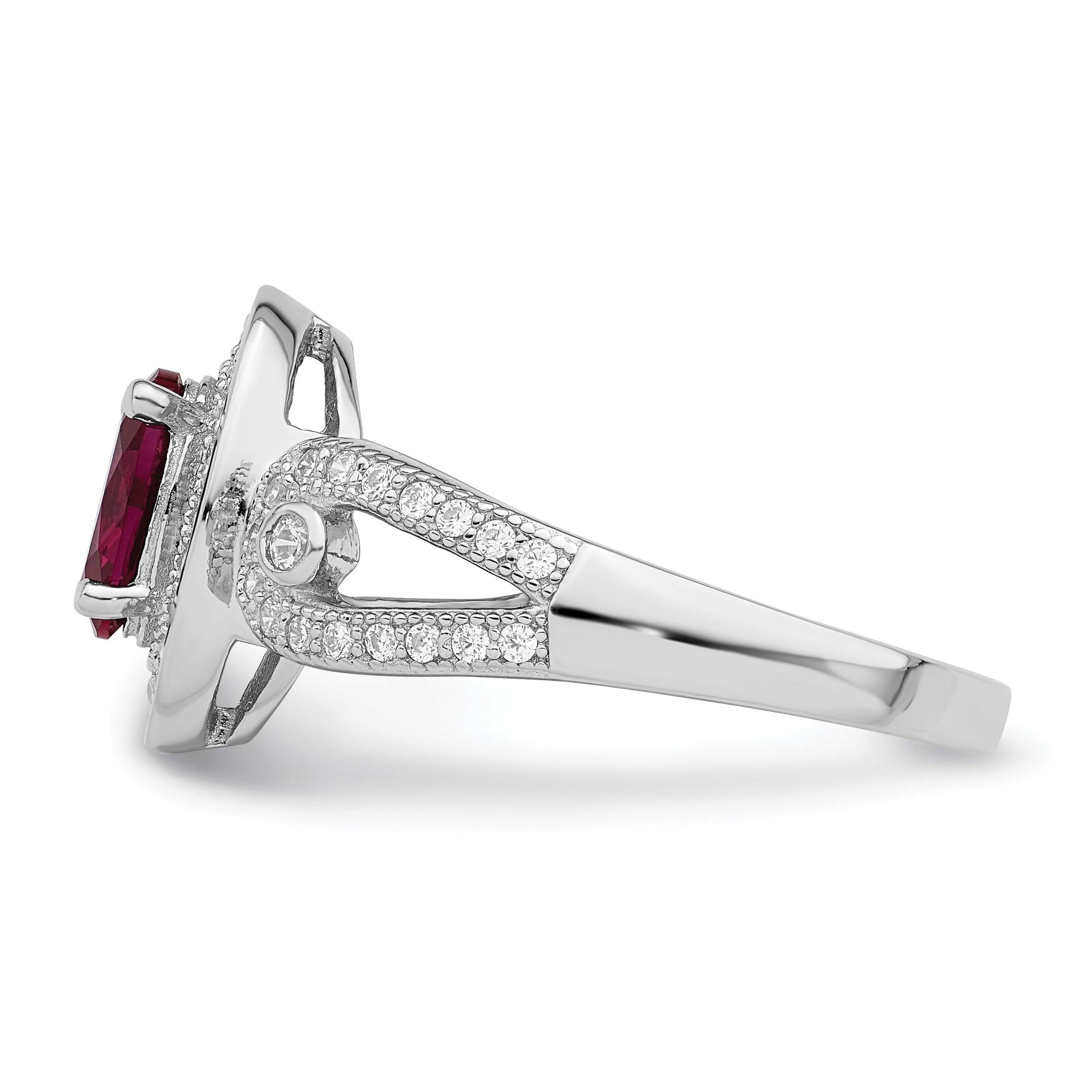Brilliant Embers Sterling Silver Rhodium-plated 57 Stone Micro PavÃ¢Â€Âš White and Red CZ Ring