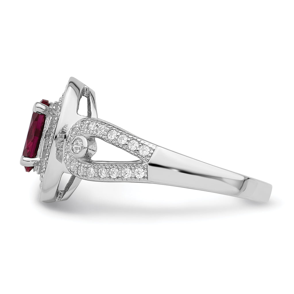 Brilliant Embers Sterling Silver Rhodium-plated 57 Stone Micro PavÃƒÂ¢Ã‚â‚¬Ã‚Å¡ White and Red CZ Ring