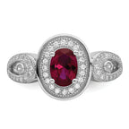 Brilliant Embers Sterling Silver Rhodium-plated 57 Stone Micro PavÃƒÂ¢Ã‚â‚¬Ã‚Å¡ White and Red CZ Ring