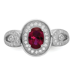 Brilliant Embers Sterling Silver Rhodium-plated 57 Stone Micro PavÃ¢Â€Âš White and Red CZ Ring