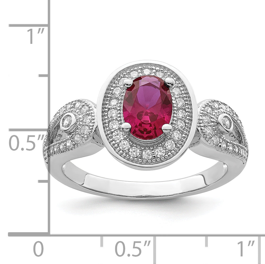 Brilliant Embers Sterling Silver Rhodium-plated 57 Stone Micro PavÃ¢Â€Âš White and Red CZ Ring