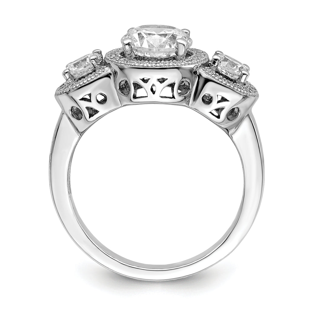 Brilliant Embers Sterling Silver Rhodium-plated 50 Stone Micro PavÃƒÂ¢Ã‚â‚¬Ã‚Å¡ CZ Ring