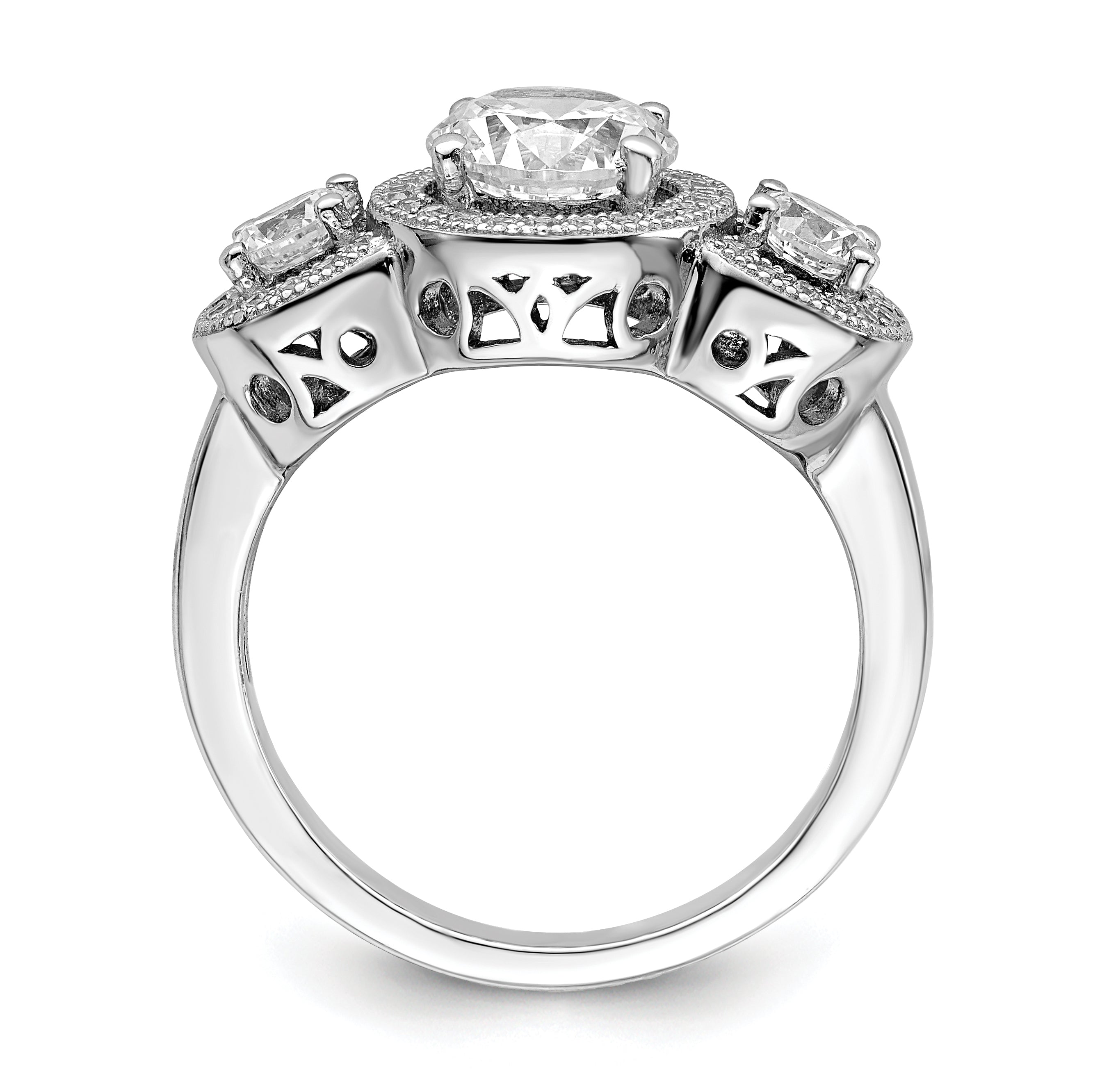 Brilliant Embers Sterling Silver Rhodium-plated 50 Stone Micro PavÃƒÂ¢Ã‚â‚¬Ã‚Å¡ CZ Ring