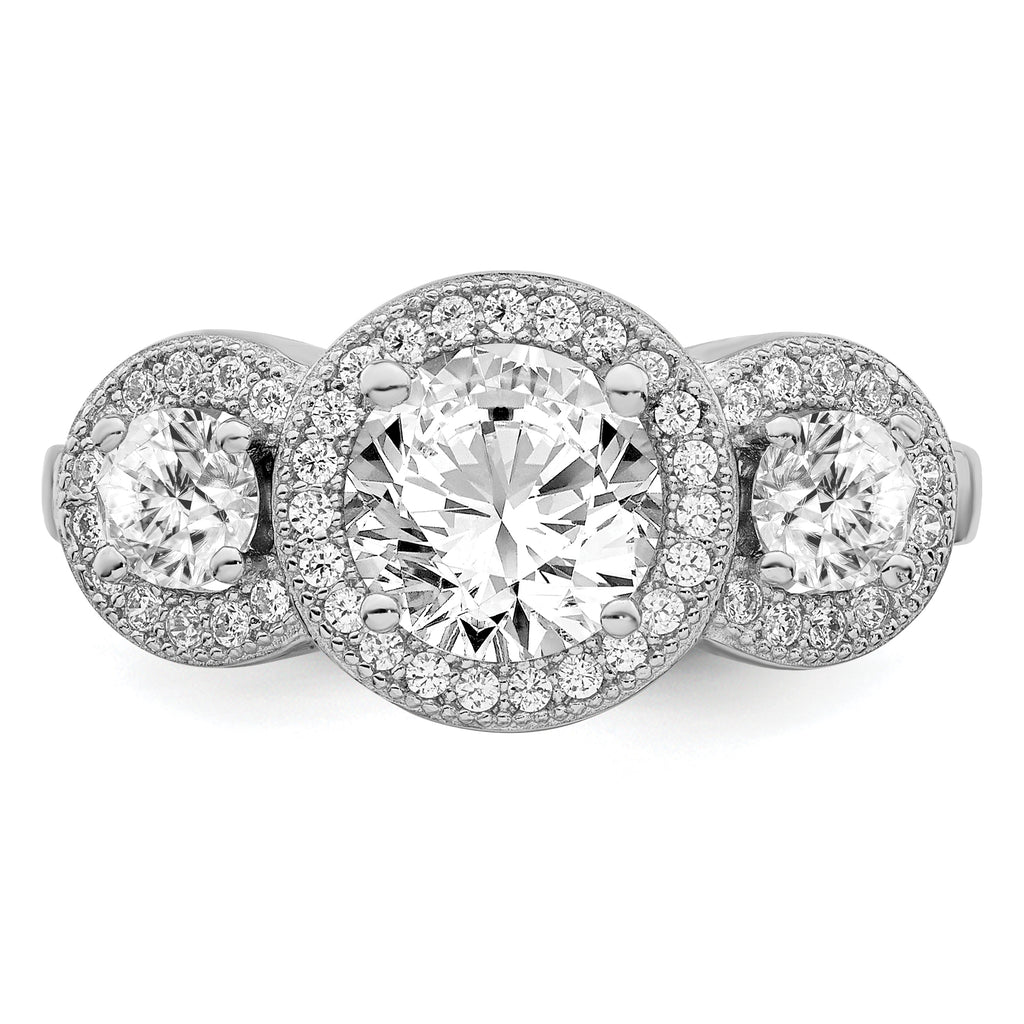 Brilliant Embers Sterling Silver Rhodium-plated 50 Stone Micro PavÃƒÂ¢Ã‚â‚¬Ã‚Å¡ CZ Ring