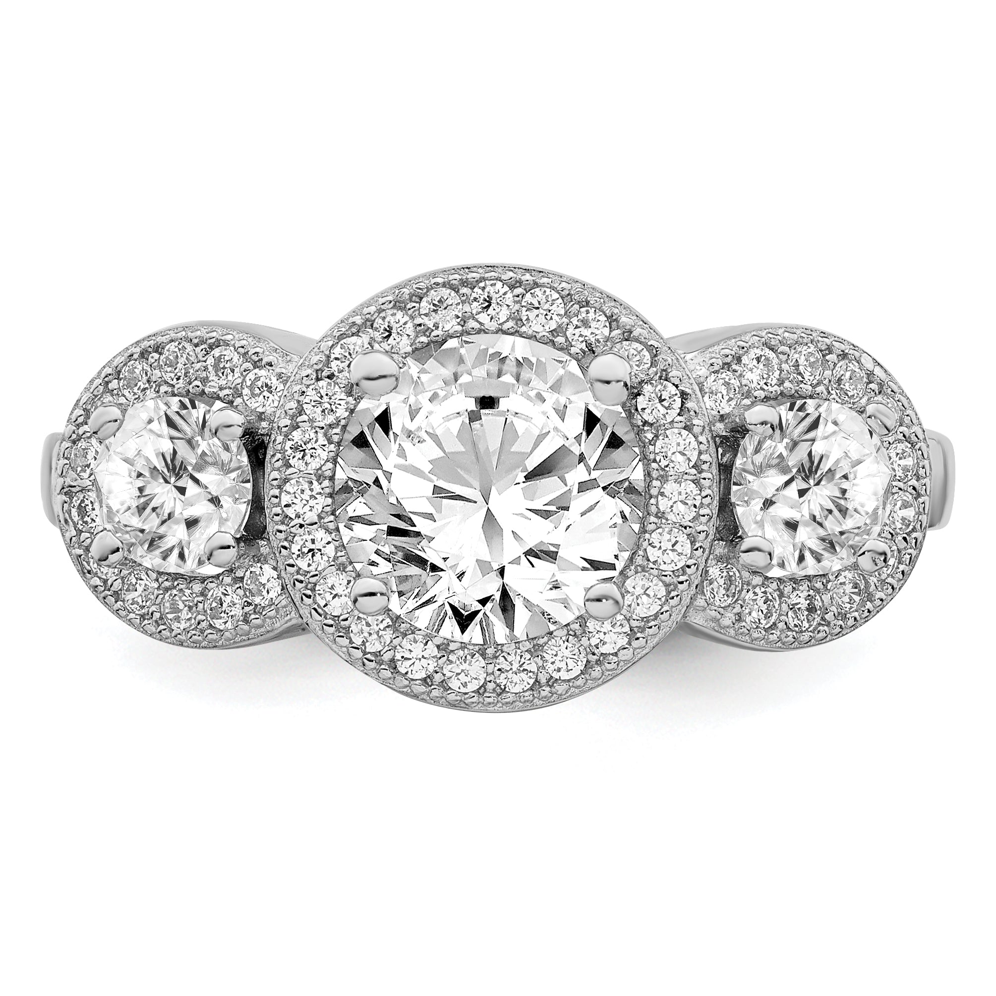 Brilliant Embers Sterling Silver Rhodium-plated 50 Stone Micro PavÃƒÂ¢Ã‚â‚¬Ã‚Å¡ CZ Ring