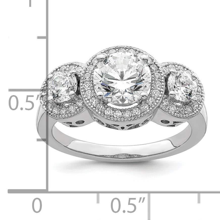 Brilliant Embers Sterling Silver Rhodium-plated 50 Stone Micro PavÃƒÂ¢Ã‚â‚¬Ã‚Å¡ CZ Ring