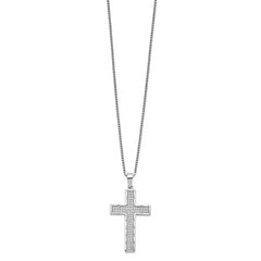 Brilliant Embers Sterling Silver Rhodium-plated 70 Stone 18 inch Micro Pav‚ CZ Cross Necklace with 2 Inch Extender