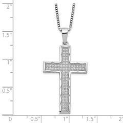 Brilliant Embers Sterling Silver Rhodium-plated 70 Stone 18 inch Micro Pav‚ CZ Cross Necklace with 2 Inch Extender