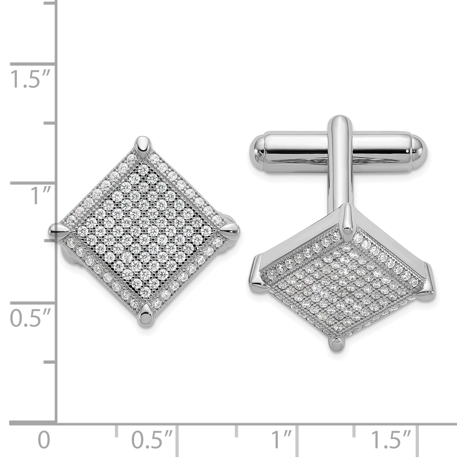 Brilliant Embers Sterling Silver Rhodium-plated 192 Stone Micro Pav‚ CZ Cufflinks