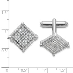 Sterling Silver 192 Stone Micro Pavé CZ Cufflinks for Men Rhodium-Plated Luxury Design