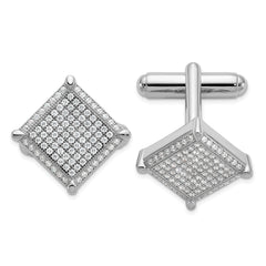 Brilliant Embers Sterling Silver Rhodium-plated 192 Stone Micro Pav‚ CZ Cufflinks