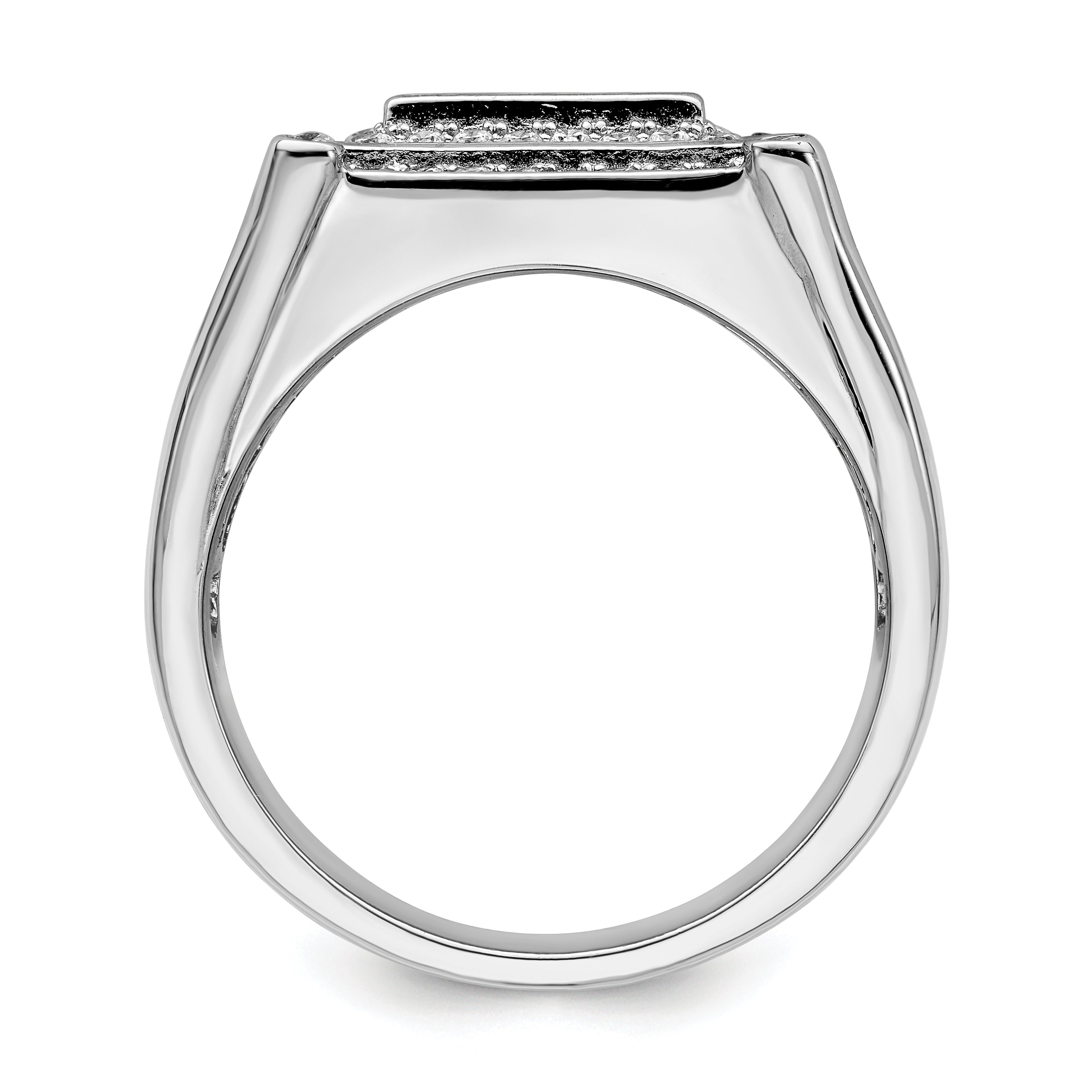 Brilliant Embers Sterling Silver Rhodium-plated 109 Stone Micro PavÃƒÂ¢Ã‚â‚¬Ã‚Å¡ CZ Men's Ring Secondary image