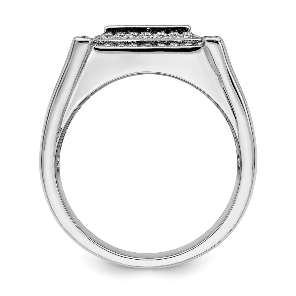 Brilliant Embers Sterling Silver Rhodium-plated 109 Stone Micro PavÃƒÂ¢Ã‚â‚¬Ã‚Å¡ CZ Men's Ring