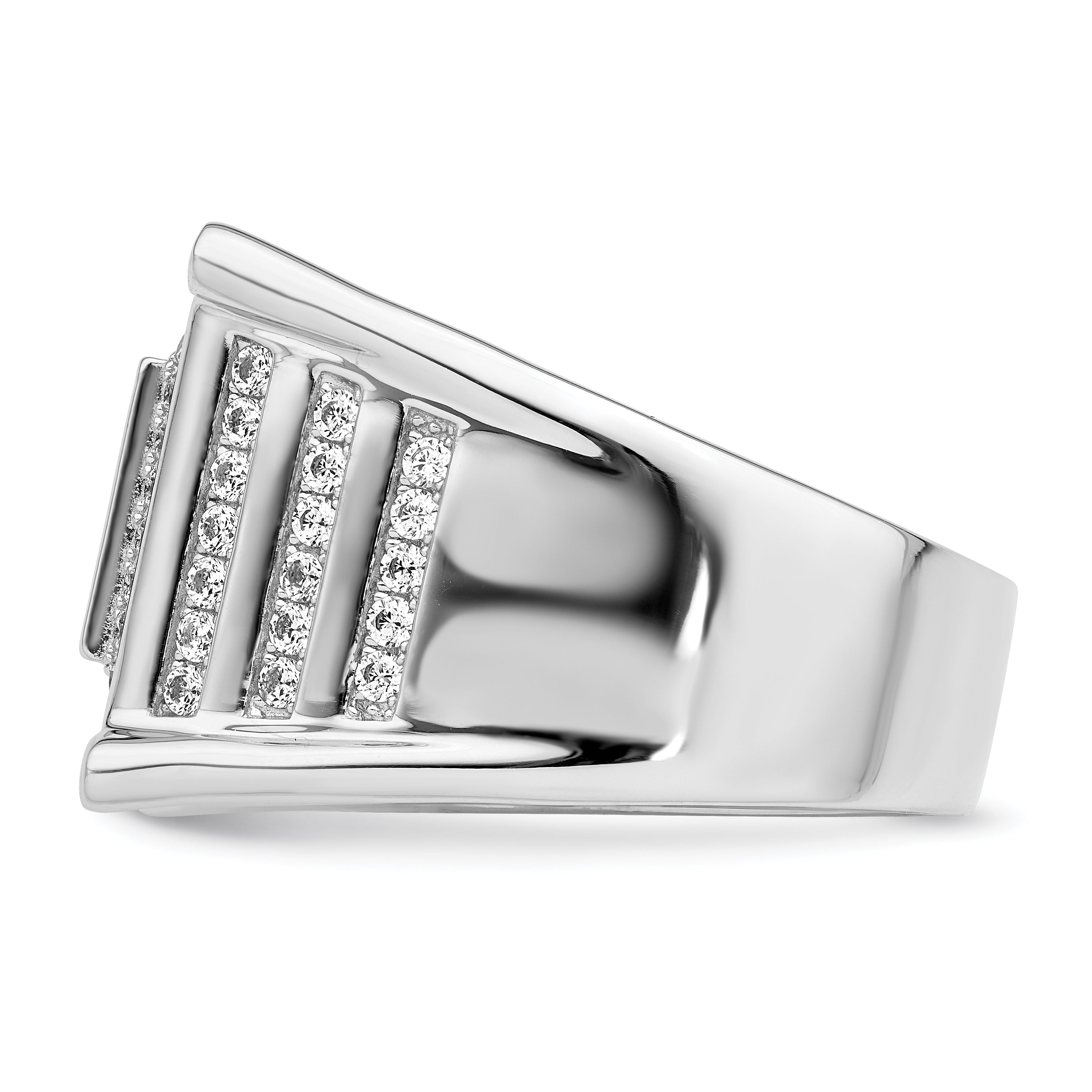 Brilliant Embers Sterling Silver Rhodium-plated 109 Stone Micro Pav‚ CZ Men's Ring - 9